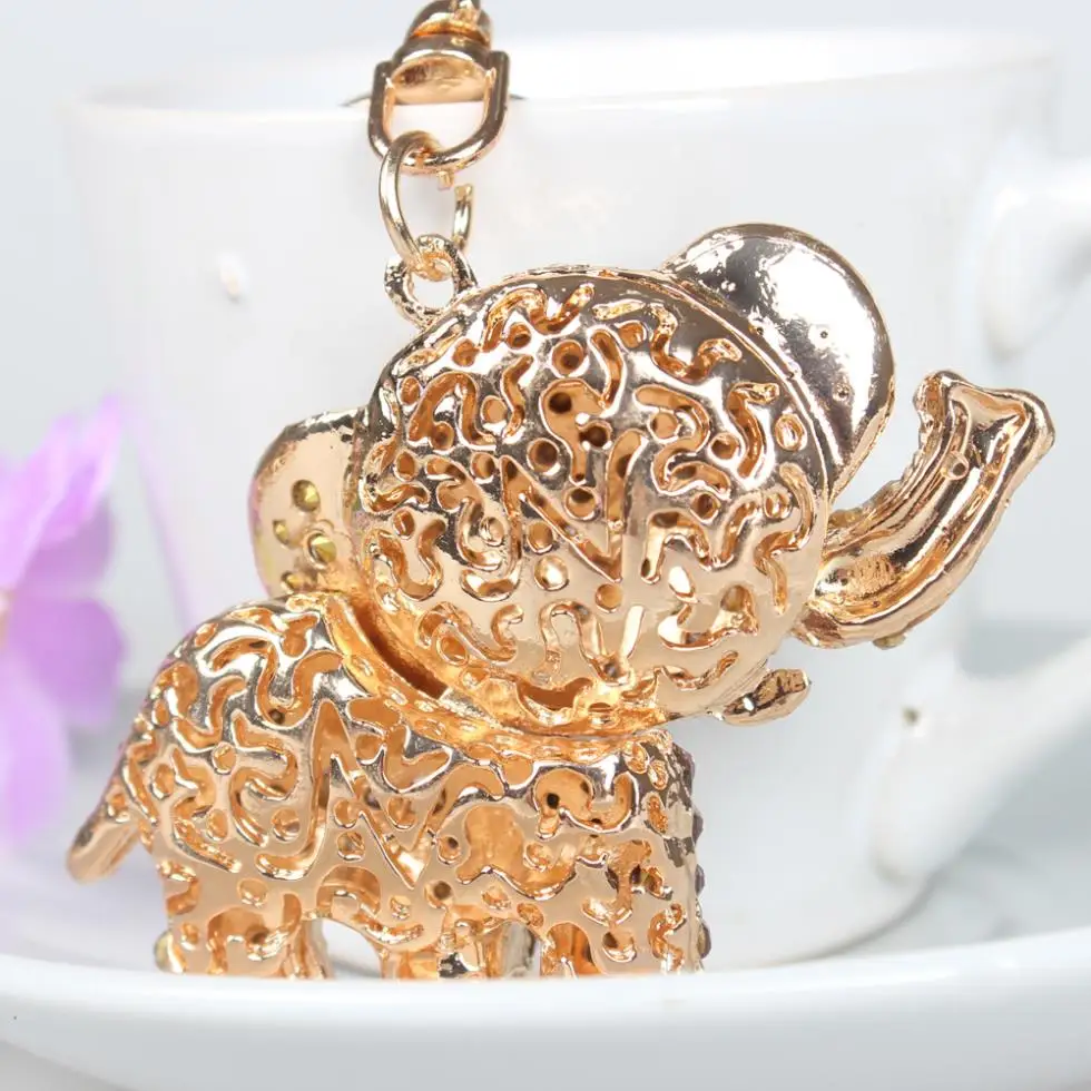 Elephant Lovely Cute New Creative Crystal Pendant Charm Purse Bag Car Key Ring Chain Nice&Substantial Gift Original Handmade