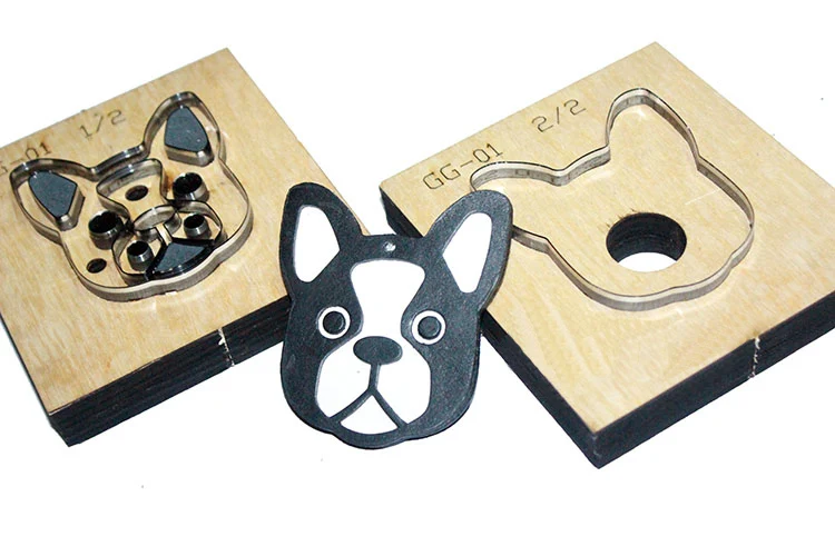 2pcs/set Japan Steel Blade Wooden Die French Bulldog Dog Pendant Leather Craft Punch Cut Knife Mould Sewing Accessories