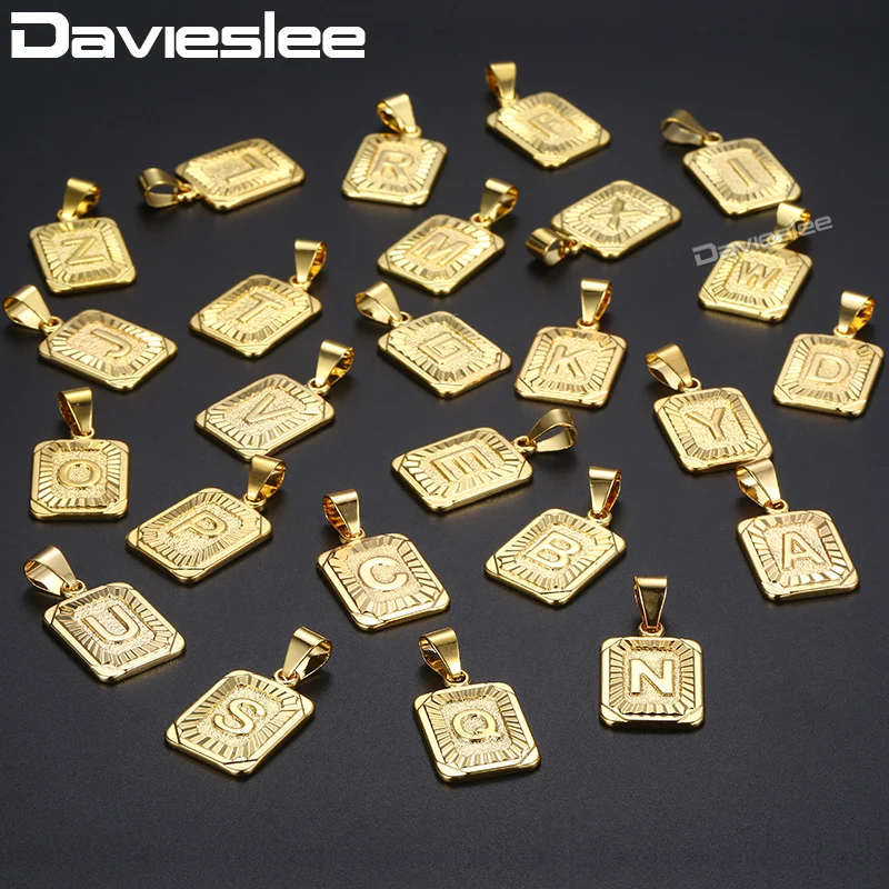 Initial Letter Pendant for Men Women Gold Color A J Z Letter Pendant Necklace Davieslee Fashion Jewelry DGPM05