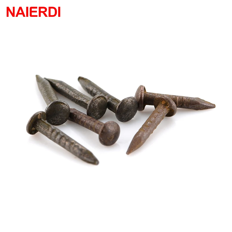 200pcs NAIERDI 1.2x8mm /10mm Bronze Upholstery Nail Jewelry Gift Case Box Nuts Fastener Sofa Decorative Tack Pushpin Hardware