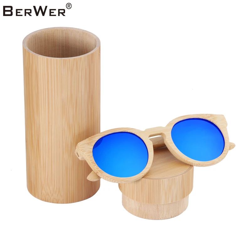 

BerWer Sunglasses Women Bamboo Handmade Wooden Frame Polarized Mirror Lens Gafas De Sol UV400 Sunglass