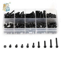 300pcs/set Black Din912 M2 M2.5 M3  Allen Bolt Hex Socket Round Cap Head Screw And Nut Assortment Kit Set