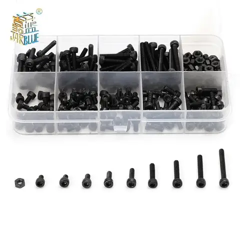 300pcs Black Hex Bolts and Nuts Set JARBLUE