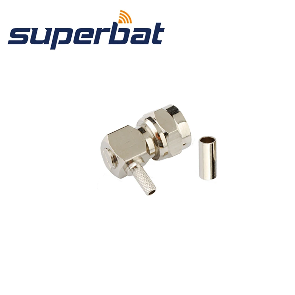 Superbat 75 ohm F Crimp Male Right Angle RF Coaxial Connector for Cable RG179 RG174 RG178 RG316 LMR100