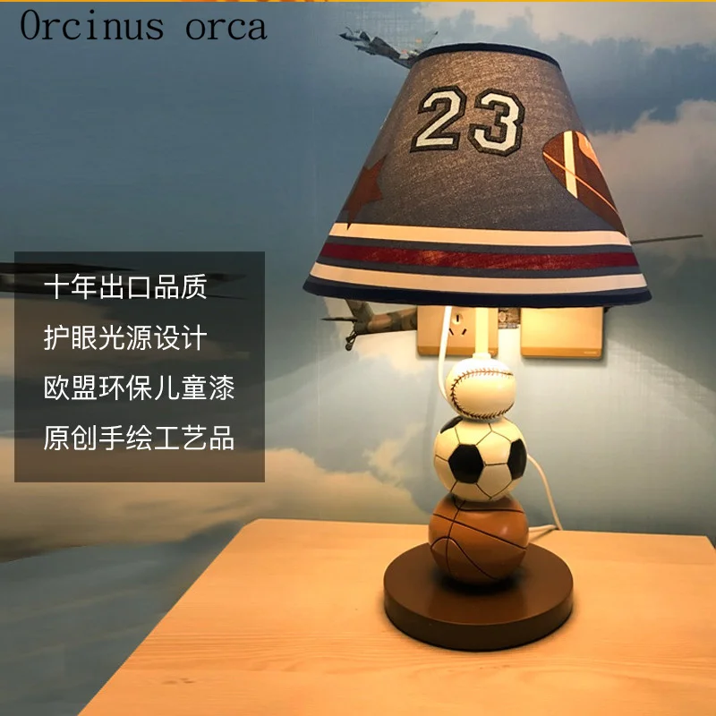 Cartoon creative basketball table lamp boy bedroom children's room lamp modern simple and lovely football decorative table lamp