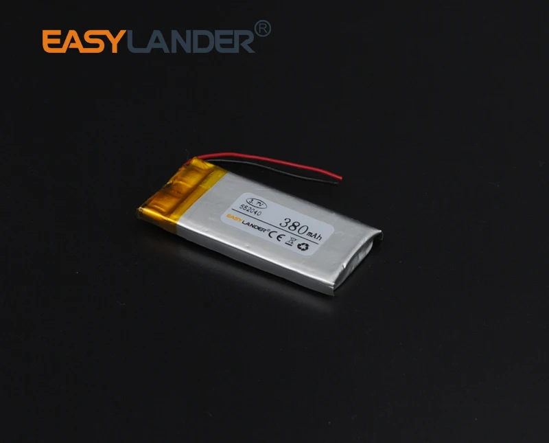 3.7V 380mAh 552040 Rechargeable Lithium Li-ion Li Polymer Battery For bluetooth headset Bracelet Wrist Watch pen GPS Mp4 MP3