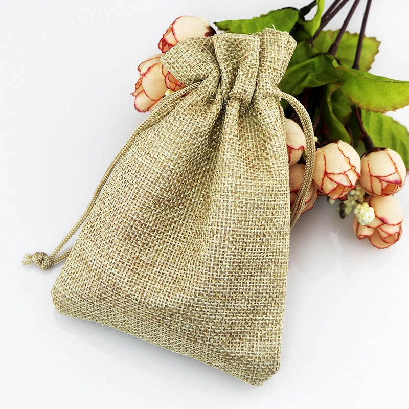 Hotsale 5Pcs 7x9 10x14 13x18cm Small Jute Bags Bracelet Jewelry Packaging Bags Linen Drawstring Gift Bag Pouches Can Custom Logo