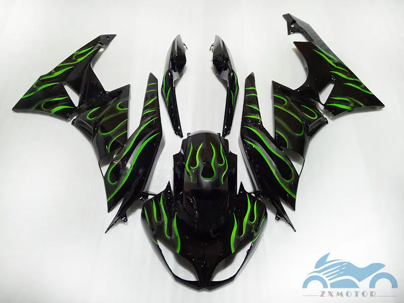 Custom fairings kit for KAWASAKI Ninja ZX6R 2009 2010 2011 2012 ABS sports fairing kits ZX 6R 636 09-12 green flame aftermarket