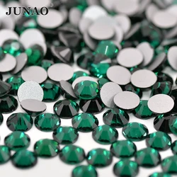 Junao Ss6 Ss10 Ss20 Ss30 Non Hot-Fix Perline di Cristallo Verde Scuro Del Chiodo di Strass Applique Flatback Vetro Strass Pietre per L'artigianato