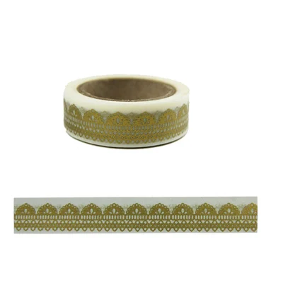 High quality  golden  washi paper  tape/golden lace masking washi paper  tape/15mm*10m