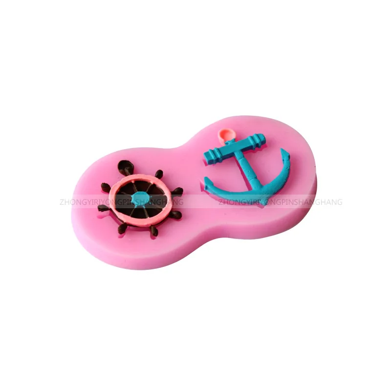 Anchor Rudder Wheel Ship Shape Silicone Mold Fondant Sailor Nautical Forms Cookie Baking Chocolate Mold Cake Decorating Tools