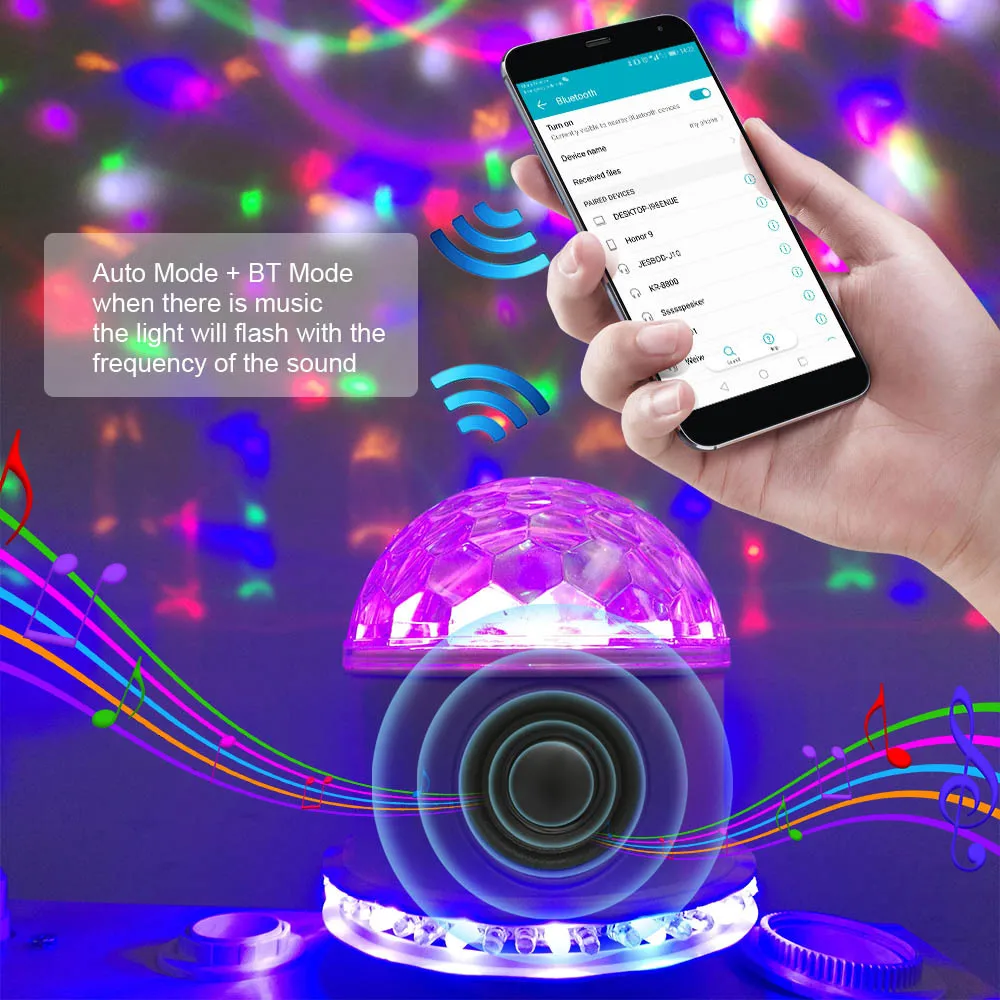 E27 Mini RGB Stage Light Sound Actived Auto Rotating Magic Disco Ball DJ Light LED Stage Effect Lighting Six Mode