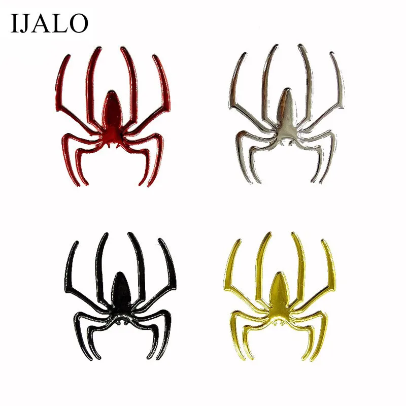 1 pair Cool Spider 3D Car Sticker Soft PVC Chromed Emblem Badge Auto Decal Decoration Accessories Sticker Black silvery