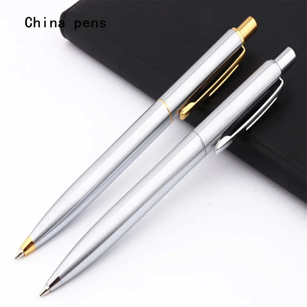 High quality  039 Push  Gold and Silver colour Business office Medium Nib Ballpoint pens New Stationery Office School Supplie