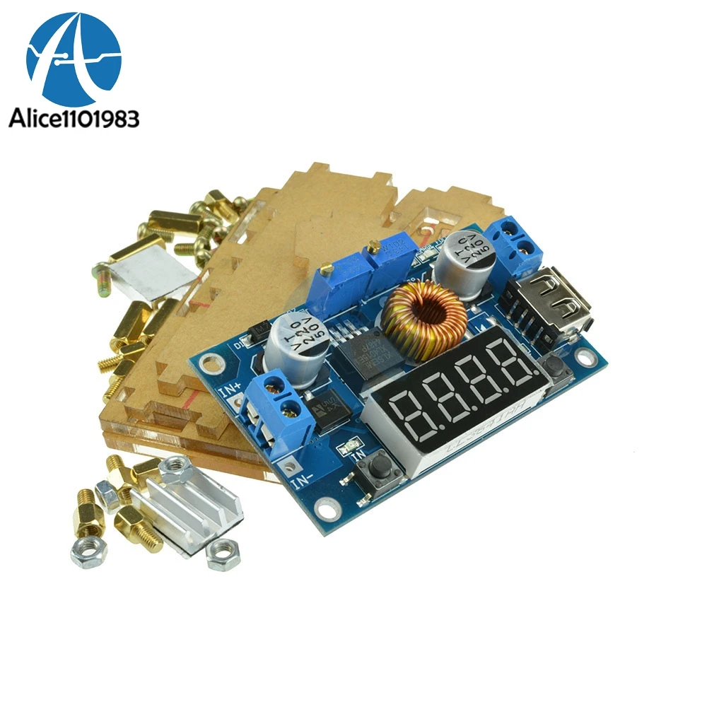 5A CC/CV USB Voltmeter LED Drive Driver Lithium charger Step Down Power Module + CASE Shell Box Diy Electronic Board