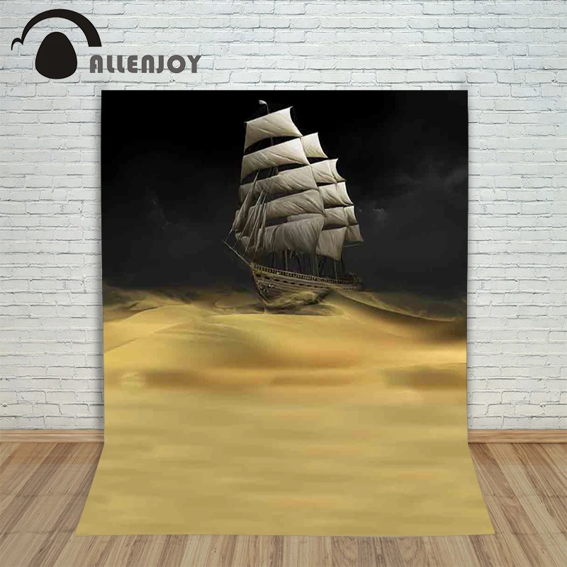 Allenjoy Backgrounds filming Desert sailing strange yellow horror sea desolate night backdrop photography studio photocall