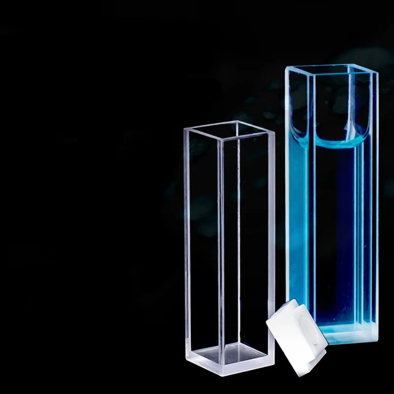 1Pcs 10mm Path Length JGS1 Fluorescence Quartz Cuvette Cell With Lid For Fluorescence spectrometer fluorospectrophotometer