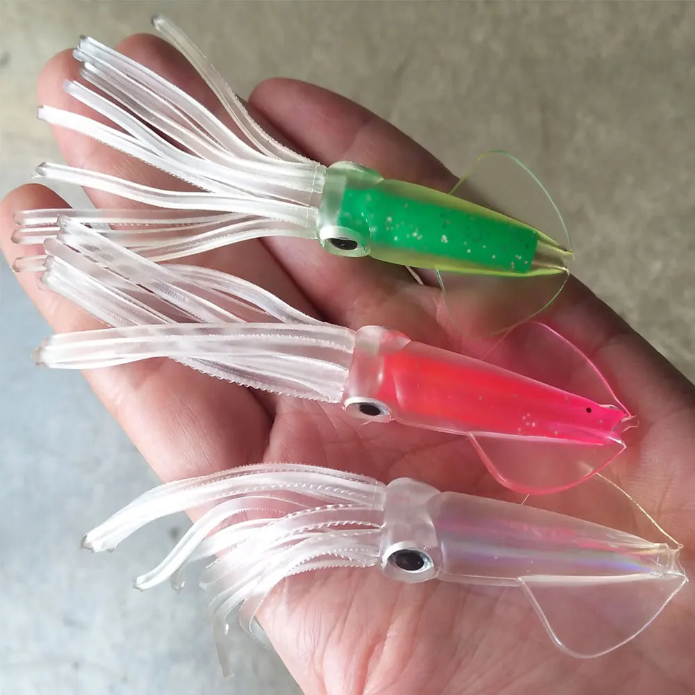 Señuelo de calamar Balleo 3D – Pulpo artificial de vinilo con ojos - imagen 2