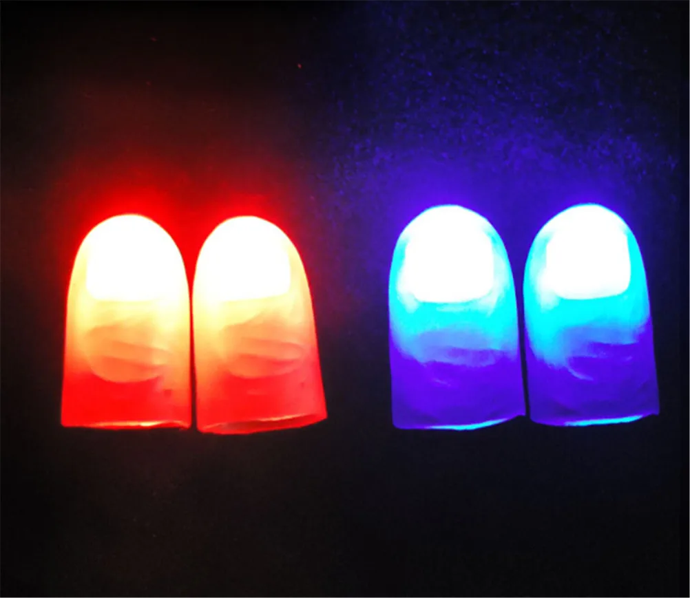 2Pcs Funny Magic Trick Props LED Light Flashing Fingers Kids Amazing Fantastic Glow Toys Children Luminous Gifts  Random