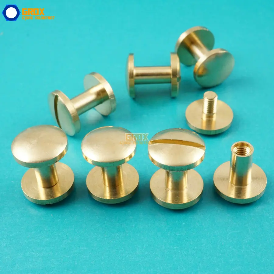 

50 Set 10*8mm Solid Brass Rivet Chicago Screw for Leather Craft Belt Wallet / Cambered