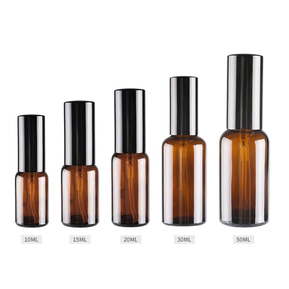 50 cái/lốc 10ml 15ml 20ml 30ml 50ml Báo Chí kính Nâu Chai xịt Hổ Phách Enssential Dầu bình sữa, lưu trữ Dispay Mẫu Chai