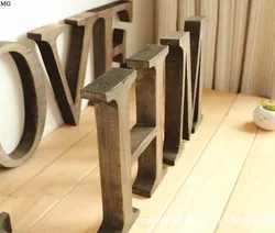 20cm Tall Vintage Wood English Letter Retro Creative Alphabet Numbers Home Bar Coffee Wedding Decoration Wood Craft