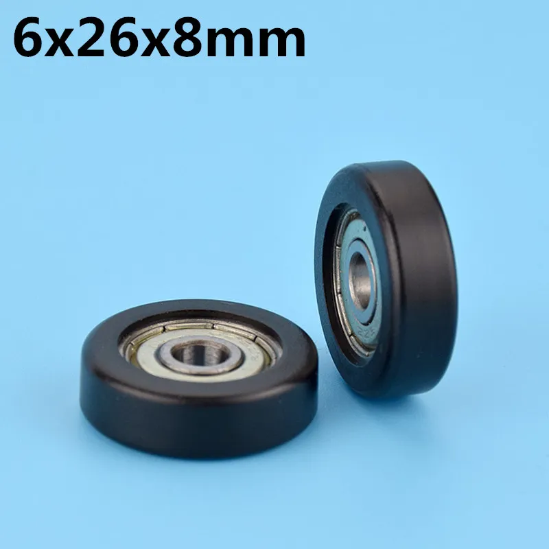 

1Pcs 6x26x8 mm Nylon Plastic Wheel With Bearings Flat miniature pulley POM Hard bearing Doors and windows Silent wheel