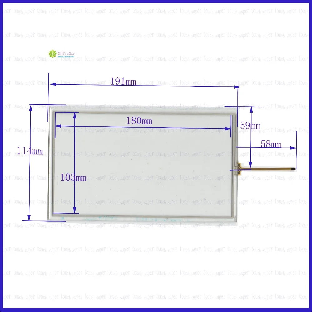 ZhiYuSun wholes  191mm*114mm 8inch 4 lins Touch Screen glass touchsensor 191*114glass digitizer the cable width 2.5mm