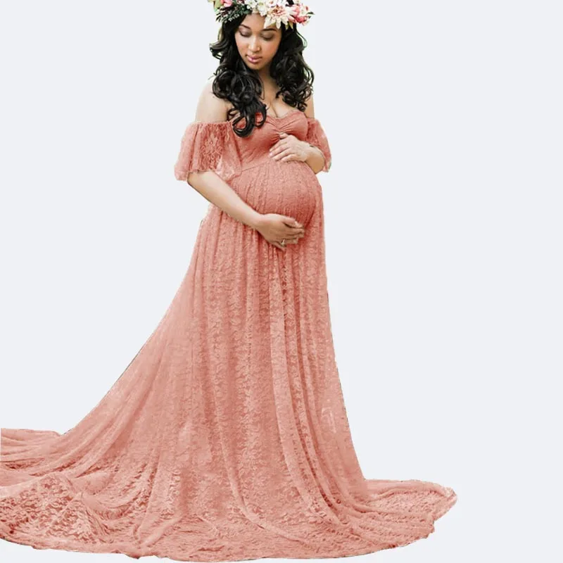 

Lace off shoulder Maternity Dresses For Photo Photography Props Maxi Dress For Pregnant Women Shoot pregnancy photo shooting NEW