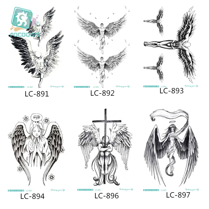 

21*15cm Big Arm Back Tattoo Sticker God Jesus Wings Series Design Waterproof Sexy Fake Temporary Tatoo For Men And Women