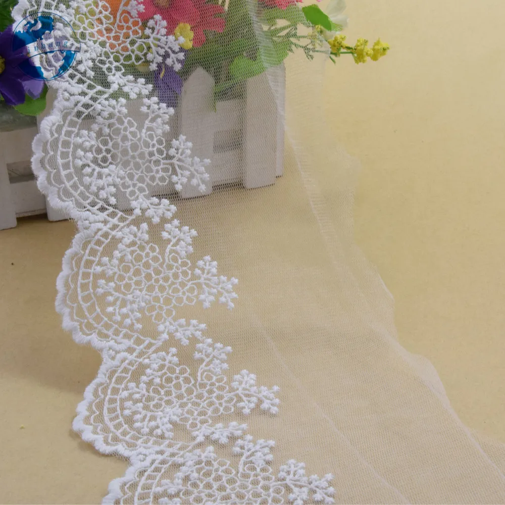 5 yards 11 centimetri di cotone bianco ricamato nastro di pizzo guipure assetto FAI DA TE Accessori da sposa bambole africano del merletto francese