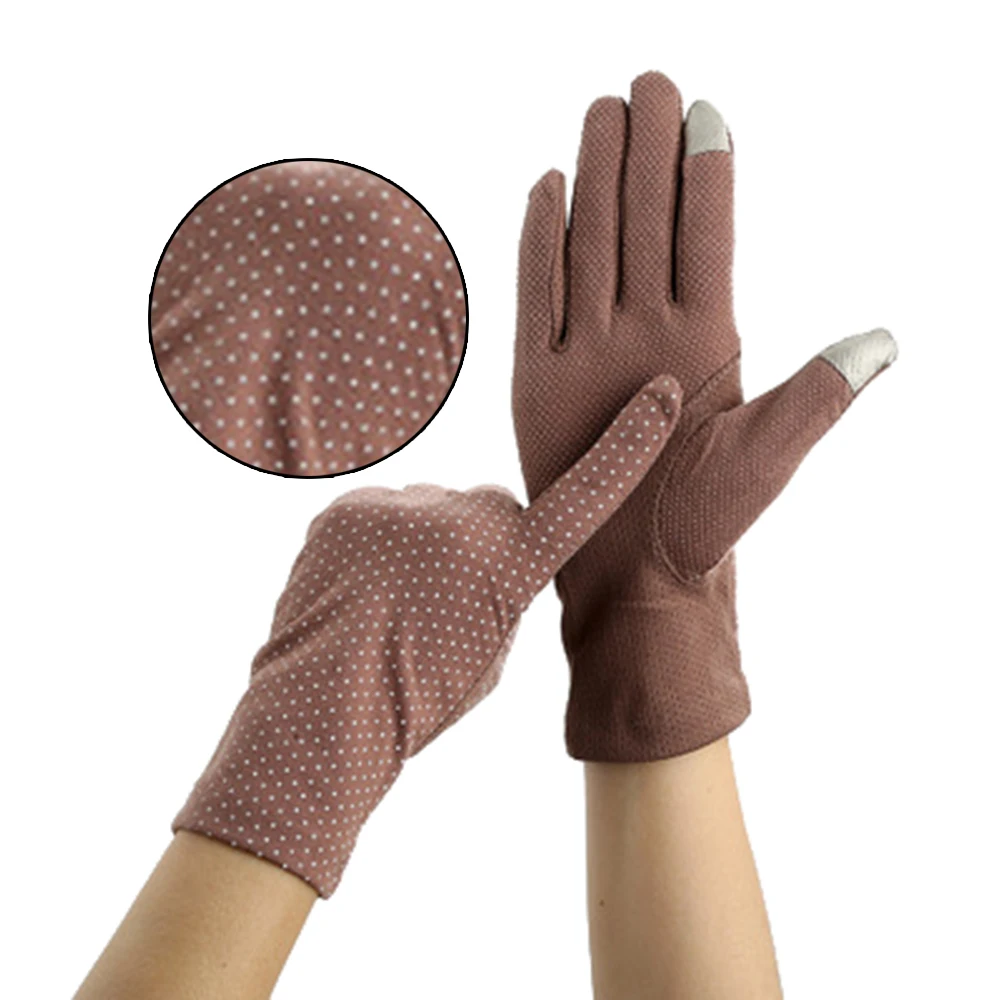 KLV-guantes de protección solar para mujer, manoplas elásticas con puntos, elegantes y transpirables, para protección solar, Verano