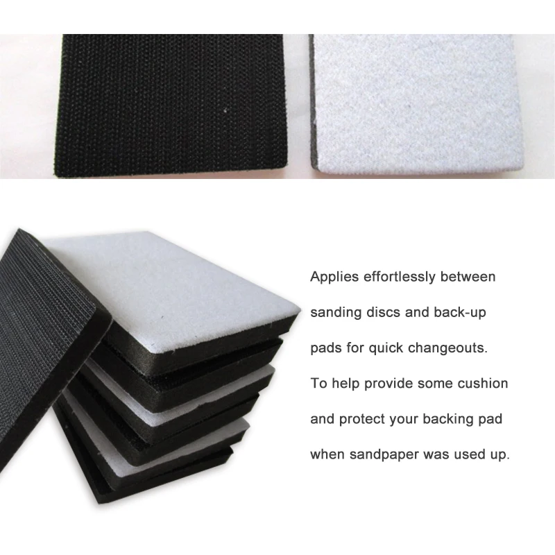 Rectangle Soft Sponge Interface Pad, Amortecimento Pad para Sander Backing, Abrasive Tools Acessórios, Hook and Loop, 75x100mm