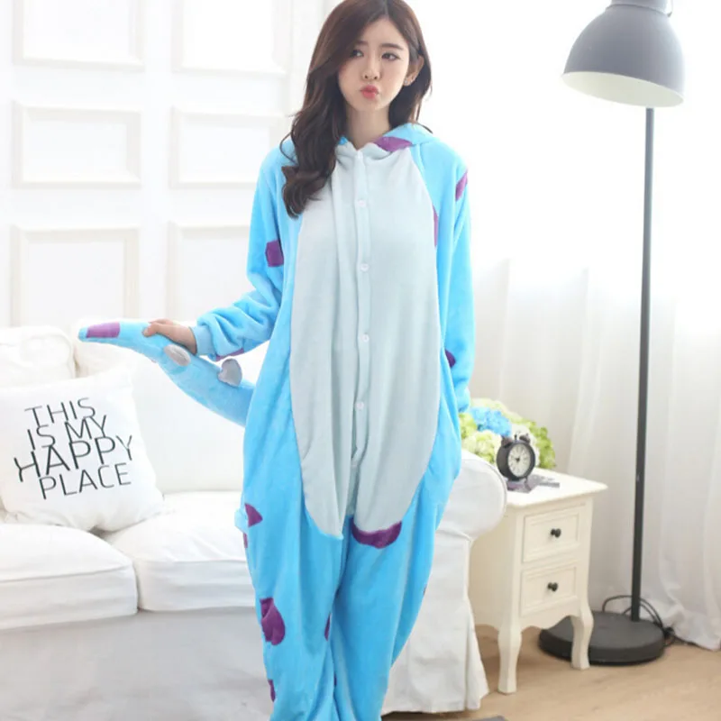 

Monster Kigurumi Pajama Women Animals Onesie Anime Cosplay Costume Adult Flannel Mascot Set Part Winter Warm Sleepwear