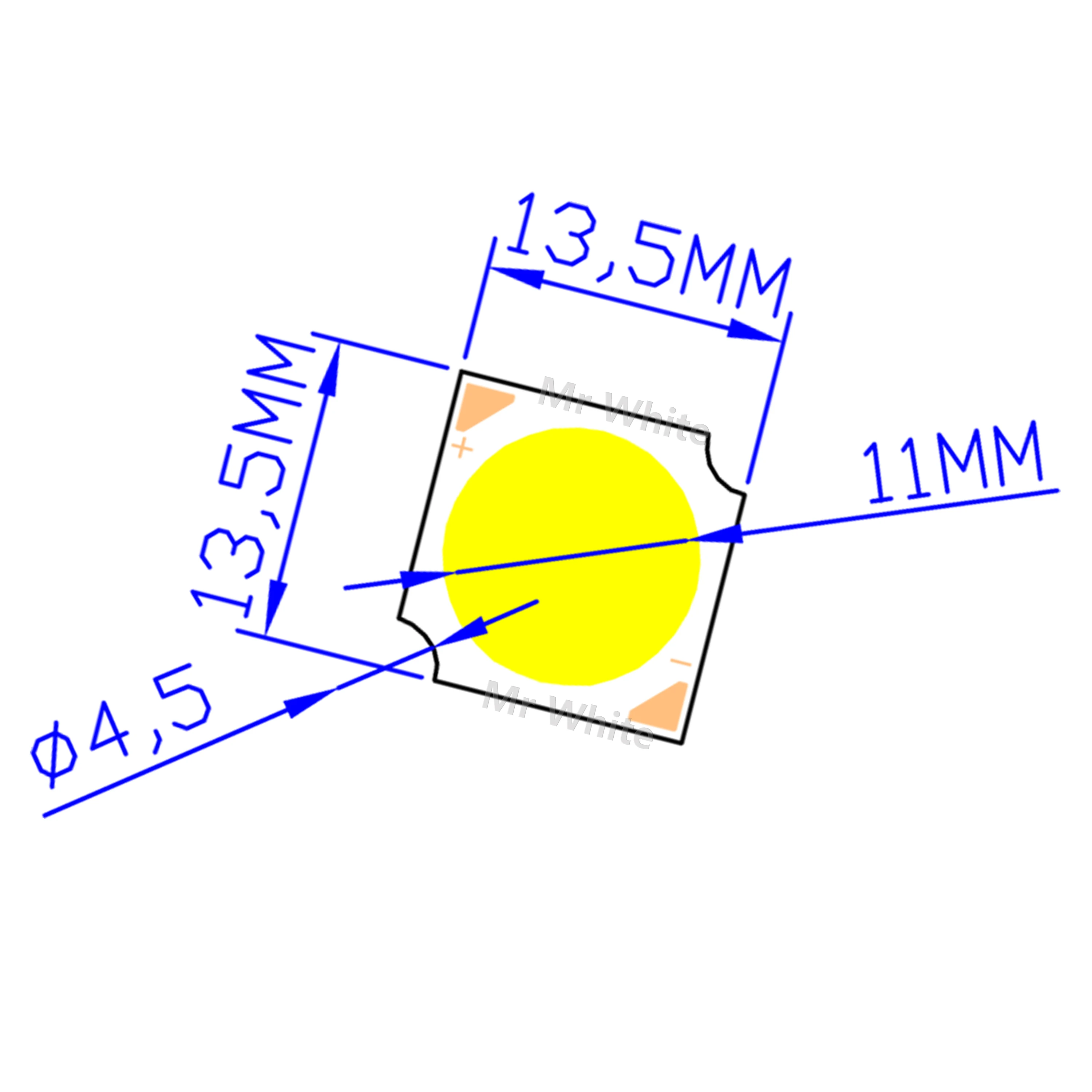 12W manufacturer 14mm 11mm Square LED COB DIY Light Source Epistar 110lm/w High CRI chip COB LED for spotlight bulb lamp