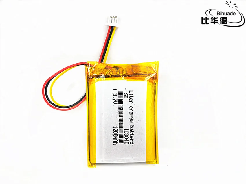 JST PH 1.0mm 3 pin dobrej jakości 3.7 V, 1200 mAH 103040, polimerowa bateria litowo-jonowa/akumulator litowo-jonowy do tablet pc BANK, GPS, mp3, mp4