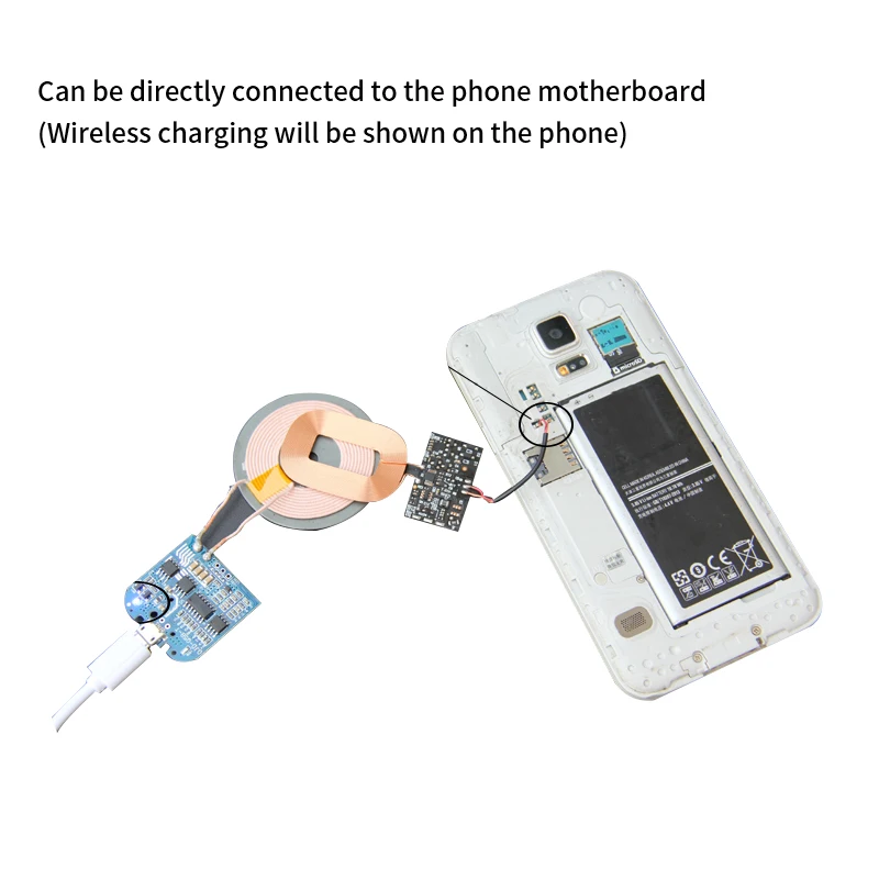 1PC Wireless Charger Receiver Module PCBA Board Coil QI for Universal Android Diy Mobile Phone Built-in Modification