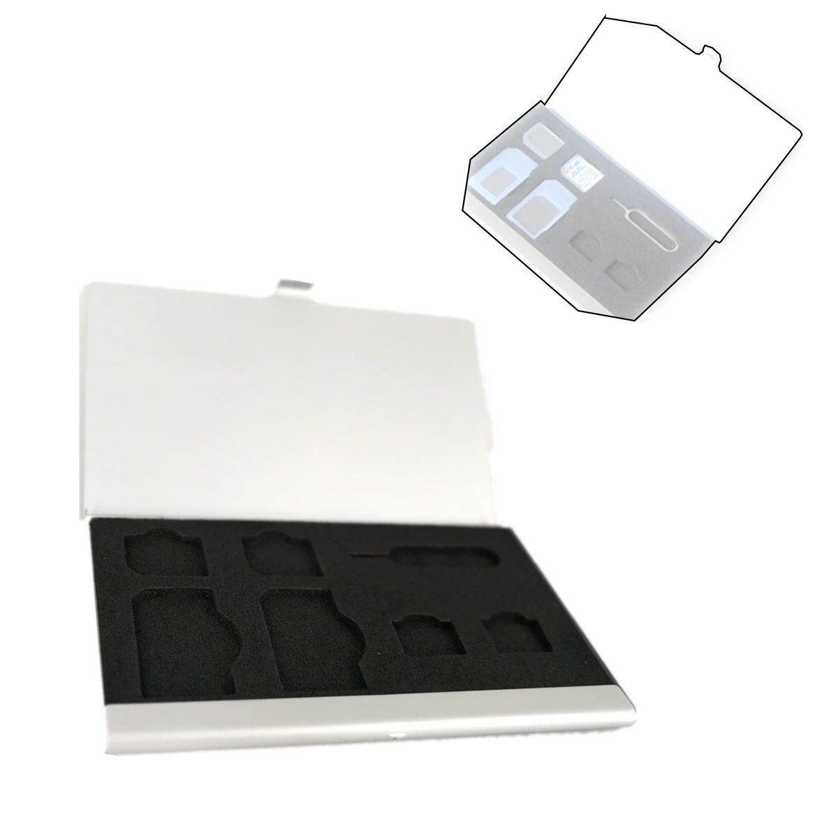 Metal SIM Card Anti-Shock Storage Holder Box Case Protector for iPhone Samsung Huawei Xiaomi Oppo Standard Micro NANO SIM Cards