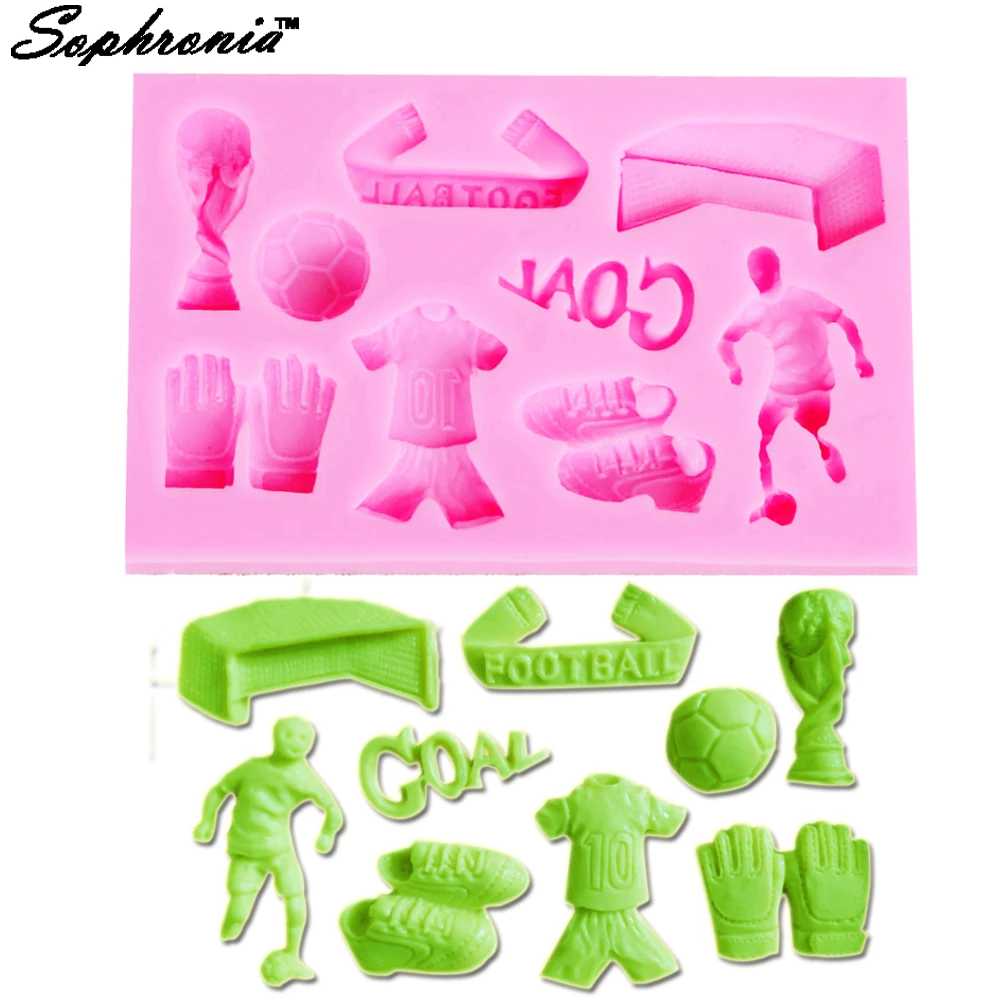 Sophronia série de futebol fondant moldes 3d fondant açúcar biscoitos resina fondant polímero argila flexível gelo moldes de chocolate m177