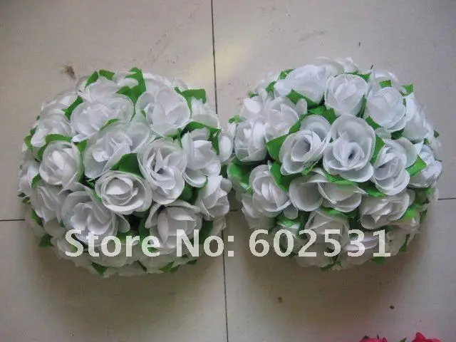 SPR 30cm white with green leaves kissing flower ball wedding decorations home/party decorations