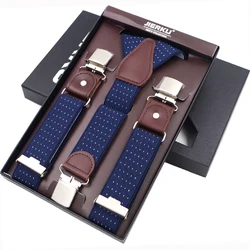 New Man's Suspenders 3 Clips Leather Braces Casual Suspensorios Trousers Strap 3.5*120cm Gift For Dad High Quality Tirantes