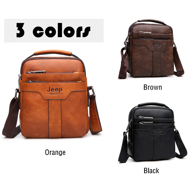 JEEP BULUO Men Messenger Bags Large Capacity Handbag For Man Spliter Leather Shoulder Bag Crossbody Brown Business Male Gifts