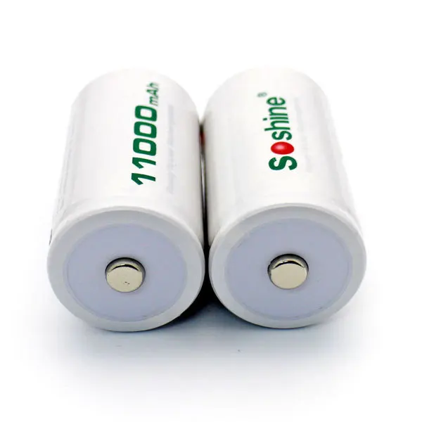 Soshine 2PCS D/R20 Size RTU D11000 Rechargeable Battery NiMH 11000mAh 1.2V Battery Higher Current Capabilities Battery