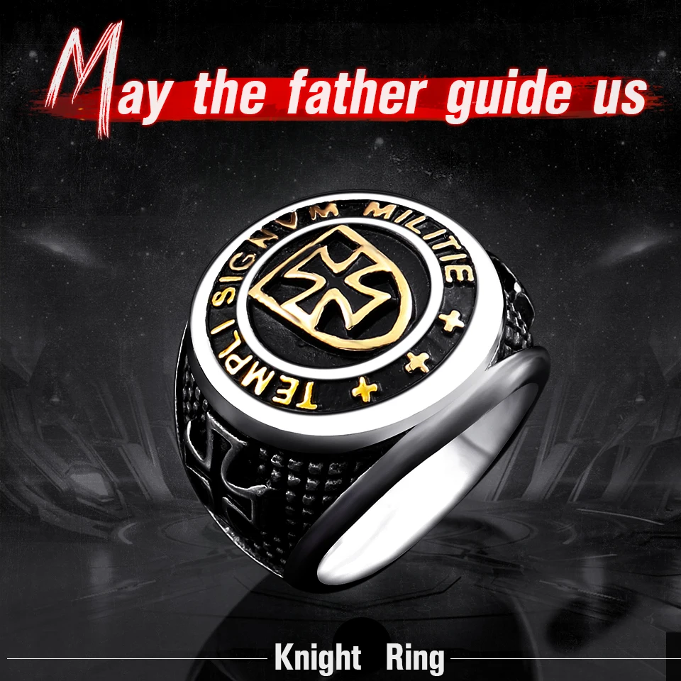 New Arrival cross Knights Templars ring men stainless steel unique exquisite vintage ring jewelry