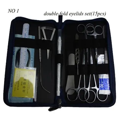 

medical Double-fold eyelids tool set plastic surgical instrument stainless steel scissors tweezers suture Card needle line