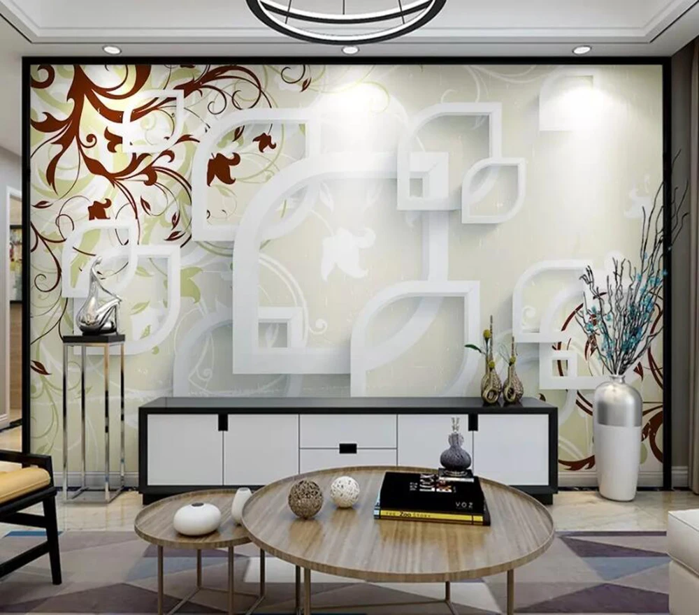 

Decorative wallpaper 3D painting of vine leaves on the background wall