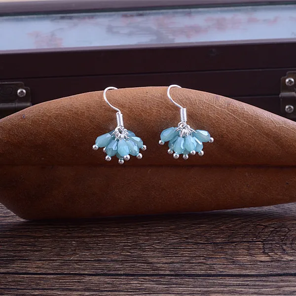 

Austria crystal blue water female temperament simple small earrings are 925 Yingou anti allergy