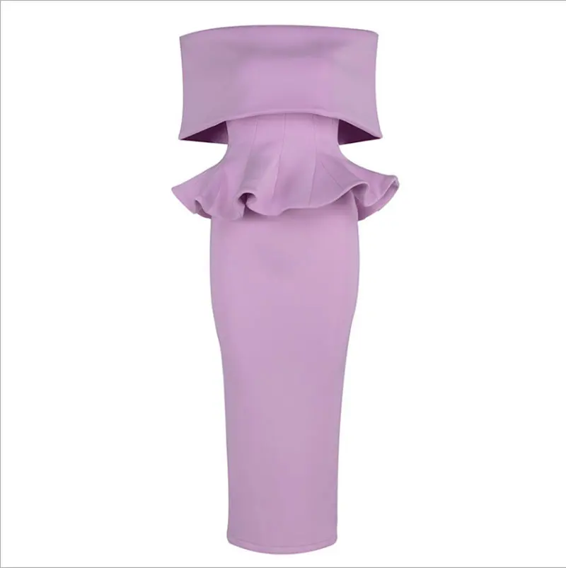 Corzzet Black Strapless Short Sleeve Waist Reffle  Dress Sexy Celebrity Evening Party Dress 2018 Women Dress Sexy Bodycon Set