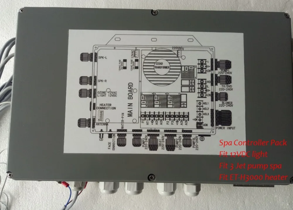 ホットタブコントローラパックフィットJAZZI2-3P jazzi 3ポンプスパ+ h3000 + 12vdcライト