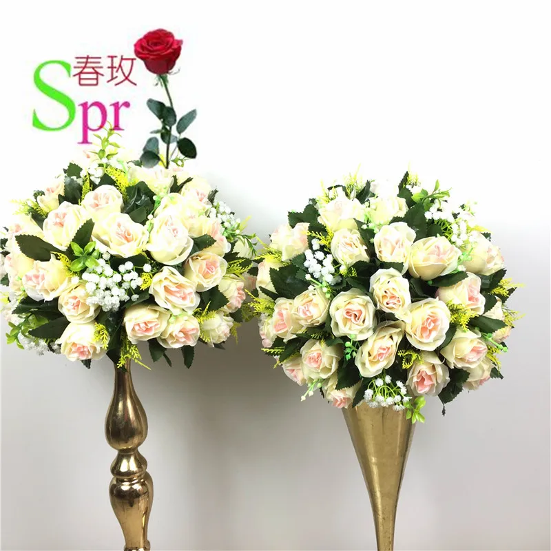 SPR Free shipping!10pcs/lot champagne wedding road lead table centerpiece artificial flowe kissing ball flowers ball decoration